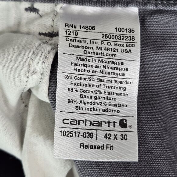Carhartt Pants Mens 42x30 Gray Rugged Flex Canvas Relaxed Fit 102517-039 - Picture 5 of 9